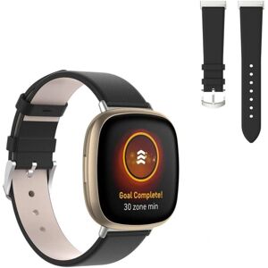 Generic Fitbit Versa 3 / Sense holdbar læder rem - sort Black