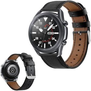 Generic ægte læder rem til Samsung Galaxy Watch 3 (45mm) - sort Black