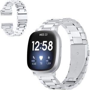 Generic Fitbit Versa 3 / Sense unique rustfrit stål rem - sølv Silver grey