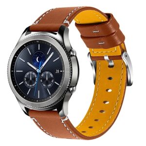 Generic Garmin Vivoactive 4 solid color cowhide leather watch strap - Br Brown