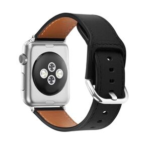 Generic Apple Watch (45 mm) urrem i ægte læder med blødt toplag - Sort / Black
