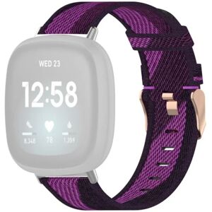 Generic Fitbit Sense 2 / Versa 4 nylon watch strap - Purple Stripe Purple