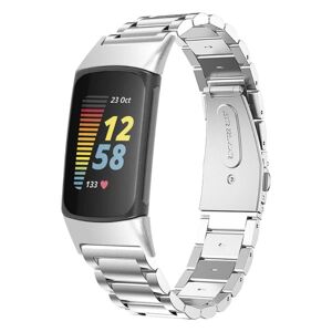 Generic Fitbit Charge 5 luxurious triple bead stainless steel watch stra Silver grey