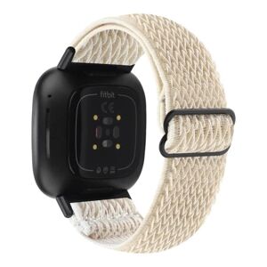 Generic Fitbit Sense 2 / Versa 4 elastic nylon watch strap - Beige Beige