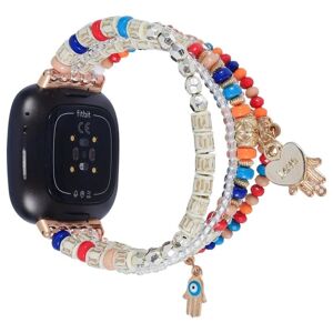 Generic Fitbit Sense 2 / Versa 4 decorated bead and agate watch strap - Multicolor