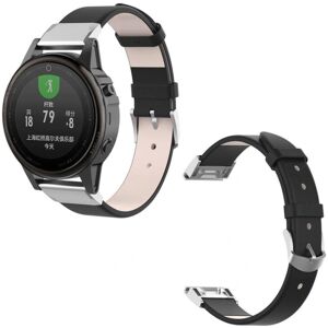 Generic Garmin Fenix 6S / Fenix 5S quick fit læder Urrem - Sort Black