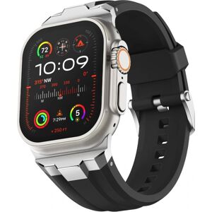 Apple Watch-remme 49 mm 45 mm 44 mm 42 mm, silikoneremme med 316L konnektorer i rustfrit stål til iWatch-serien 9 8 7 6 5 4 3 2 1 Ultra（Sort) Silver black