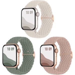 Anti-slip fladt bånd 3-pack kompatibel til Apple Watch remmar , justerbar stretchig elastisk ersättningsrem til iWatch Ultra SE 9 8 7 6 5 4 3 2 1 38/40/41mm