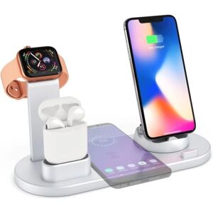 Ladestation til mobil, Apple Watch & AirPods - Induktion Silver