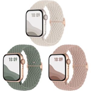 Anti-Slip flettet bånd 3-pack kompatibel til Apple Watch-remme, Justerbar elastisk elastisk erstatningsrem til iWatch Ultra SE 9 8 7 6 5 4 3 2 1