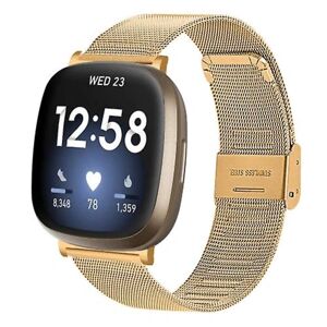 Til Fitbit Versa 3 / Sense Milan Buckle Metal Watch Band Gold