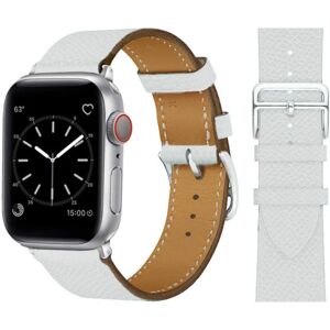 Læderarmbånd til Apple Watch Band 44mm 45mm 42mm 41mm 40mm 38mm Single tour armbånd iWatch series 3 4 5 6 SE 7 band 6 hvid