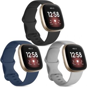 FLOWER LOST [3 Pack] Rem Kompatibel til Fitbit Versa 3 Strap/Fitbit Sense Strap, Blød Silikone Erstatningsrem til Fitbit Versa 3 / Fitbit Sense Smart Watch