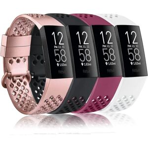 AUZHENCHEN 4 pakke sportsbånd kompatible med Fitbit Charge 4 bånd og Fitbit Charge 3 bånd silikone erstatningsarmbånd til kvinder mænd (små, rosa guld/bl(