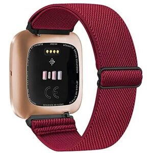 Garmin Elastisk vævt öglebånd til Fitbit Versa 3 2 Versa Lite Band Justerbart sportklockarmbånd i nylon til Fitbit Sense Band Wine Red For Versa lite