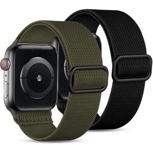 Pakke 2-rem kompatibel med Apple Watch -remmar 45 mm 44 mm 42 mm, ægla for iWatch SE Ultra Series 8 7 6 5 4 3 2 1, sort/grøn