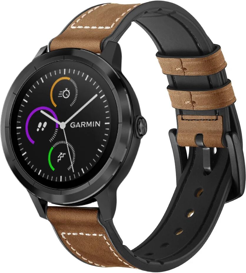 MOBILCOVERS.DK Smartwatch Læder Rem (20mm) Læder Rem - Mørkebrun / Sort