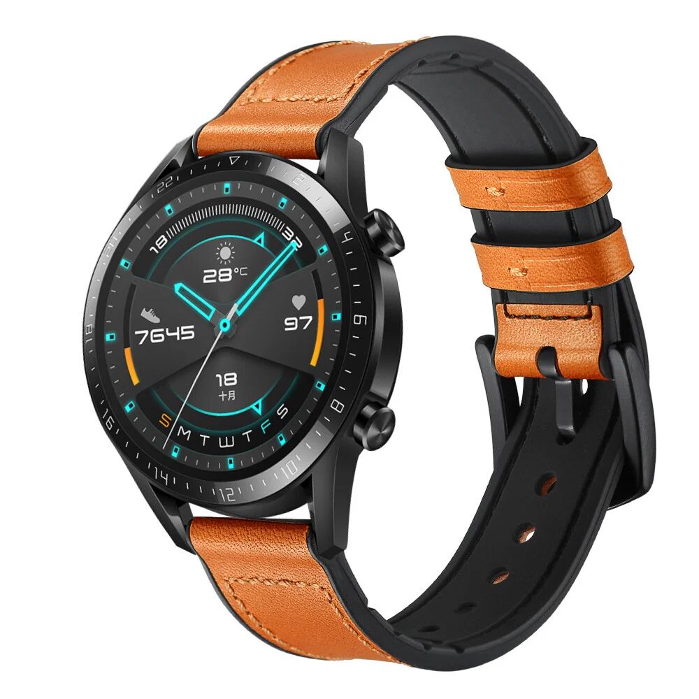 MOBILCOVERS.DK Smartwatch Læder Rem (22mm) Læder Rem - Lysebrun / Sort