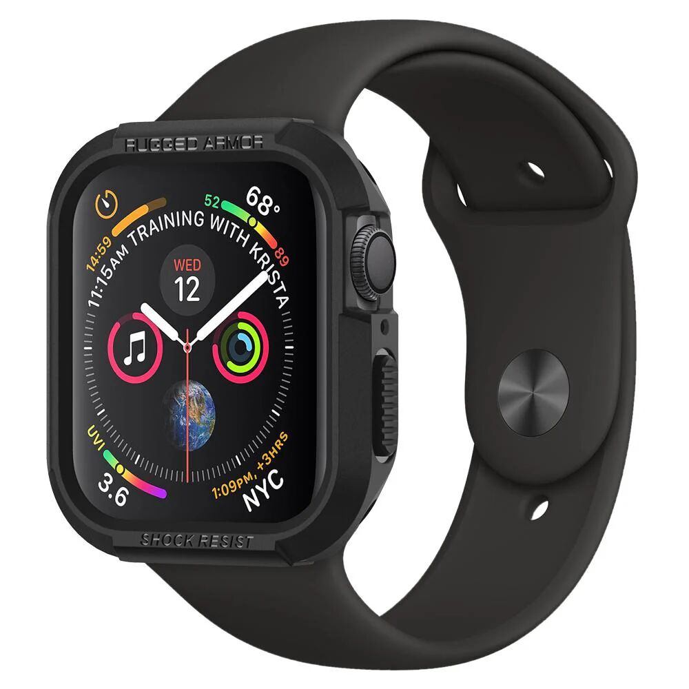 Spigen Apple Watch (44mm) SPIGEN Rugged Armor Case - TPU Cover - Sort