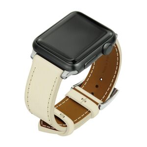Noreve Correa de cuero para reloj Apple Watch Blanc escumo Caja - Inserciones de 38 / 40 / 41 mm plateadas + hebilla con hebijón plateada