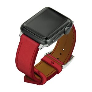 Noreve Correa de cuero para reloj Apple Watch Rouge troupelenc Caja - Inserciones titanio de 49 mm + hebilla con hebijón plateada