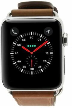 Apple Watch Series 2 acero inoxidable plateado 42mm con clásica pulsera de cuero marrón acero inoxidable plateado - Reacondicionado: buen estado   30