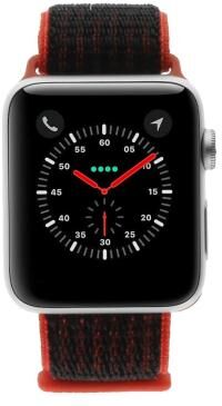 Apple Watch Series 3 aluminio plateado 42mm con Nike+ pulsera deportiva Loop rojo/negro (GPS + Cellular) aluminio plateado - Reacondicionado: muy