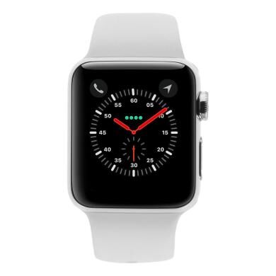 Apple Watch Series 3 acero inoxidable 38mm plateado con pulsera deportiva blanco (GPS + Cellular) acero inoxidable plateado - Reacondicionado: muy