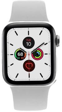 Apple Watch Series 5 acero inoxidable plateado 40mm con pulsera deportiva blanco (GPS + Cellular) plateado - Reacondicionado: como nuevo   30 meses de