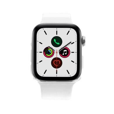 Apple Watch Series 5 acero inoxidable plateado 44mm con pulsera deportiva blanco (GPS + Cellular) blanco - Reacondicionado: como nuevo   30 meses de