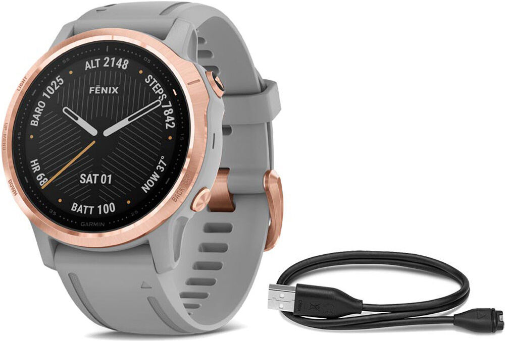 Garmin Pulsómetros con gps fenix 6s sapphire rose gold w/gray band