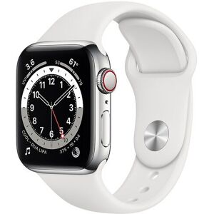 Apple Watch Series 6 Ruostumaton teräs 44 mm (2020)   hopea   Urheiluranneke valkoinen