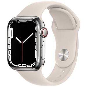 Apple Watch Series 7 Ruostumaton teräs 41 mm (2021)   GPS   hopea   Urheiluranneke Starlight