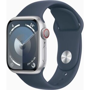 Apple Watch Series 9 Alumiini 41 mm (2023)   GPS + Cellular   hopea   Urheiluranneke Storm Blue S/M