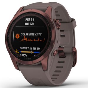 Garmin Fenix 7S Sapphire Solar, Tumman pronssin värinen titaani ja harmaa hihna 010-02539-29