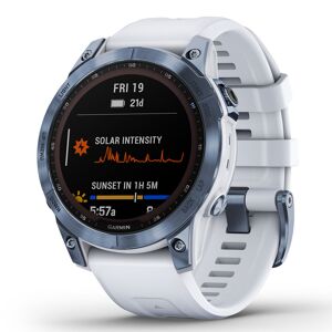 Garmin Fenix 7 Sapphire Solar, Vaaleansininen DLC-titaani ja vaaleanharmaa hihna 010-02540-25