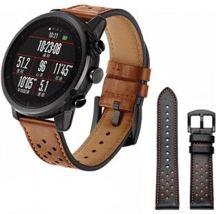 Xiaomi smartwatches Xiaomi Amazfit Stratos nahkaranneke - Musta