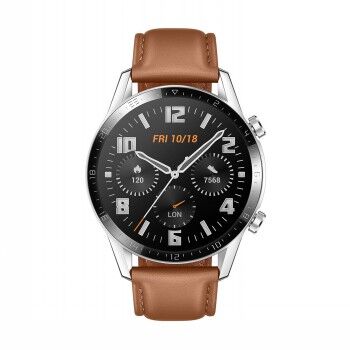 Huawei WATCH GT 2 (46MM) SILVER WITH BROWN LEATHER STRAP