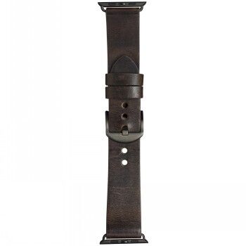 DBRAMANTE1928 BORNHOLM WATCH STRAP 44MM DARK BROWN/SPACE GREY