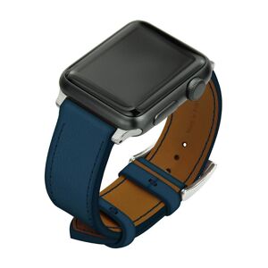 Noreve Bracelet en cuir pour montre Apple Watch Blu mediterran Boitier - s 42 / 44 / 45 mm argente + boucle ardillon argentee