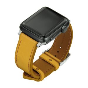 Noreve Bracelet en cuir pour montre Apple Watch Jaune souleu Boitier - s 42 / 44 / 45 mm argente + boucle ardillon argentee