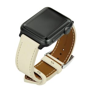 Noreve Bracelet en cuir pour montre Apple Watch Blanc escumo Boitier - s 42 / 44 / 45 mm noir + boucle ardillon argentee