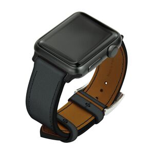 Noreve Bracelet en cuir pour montre Apple Watch – Griffe 1 Blu marino Boitier - Inserts 42 / 44 / 45 mm noir + boucle ardillon argentée