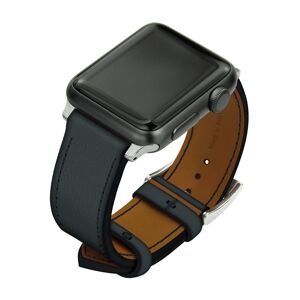 Noreve Bracelet en cuir pour montre Apple Watch – Griffe 1 Blu marino Boitier - Inserts 49 mm titane + boucle ardillon argentée