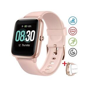 GENERIQUE Montre Connectée Femme Montre Intelligente Homme Montre Sport IP68Etanche Fitness Tracker d'Activité pour Android iPhone-Rose - Publicité