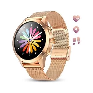 Chronus Montre Connectée pour Femmes avec Etanche Cardio Podometre Chronometre Sport Fitness Tracker d'Activité Contrôle de la Musique pour Android iOS-Or1 - Publicité