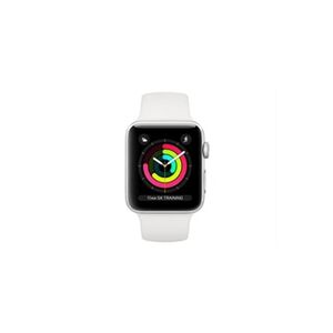 Apple Watch Series 3 (GPS) - 42 mm - aluminium argenté - montre intelligente avec bande sport - fluoroélastomère - blanc - taille du poignet : 140-210 mm - - Publicité