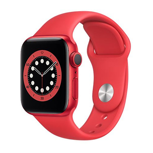 Apple Watch Series 6 GPS, 40mm boitier aluminium rouge avec bracelet sport rouge - Publicité