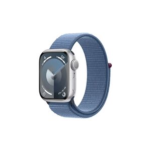 Apple Series 9 GPS 41 mm Boîtier en Aluminium Argent avec Boucle de Sport Bleu Tempete - Publicité