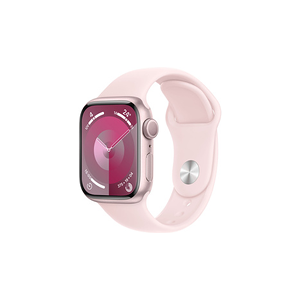 Apple Series 9 GPS 41 mm Boîtier en Aluminium Rose avec Bracelet de Sport Rose Clair - S/M - Publicité